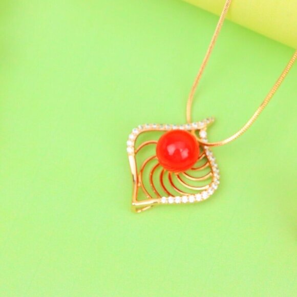 "Elegant Rose Gold Pendant with Red Accent, XPPT1306 - Picture 10 of 13